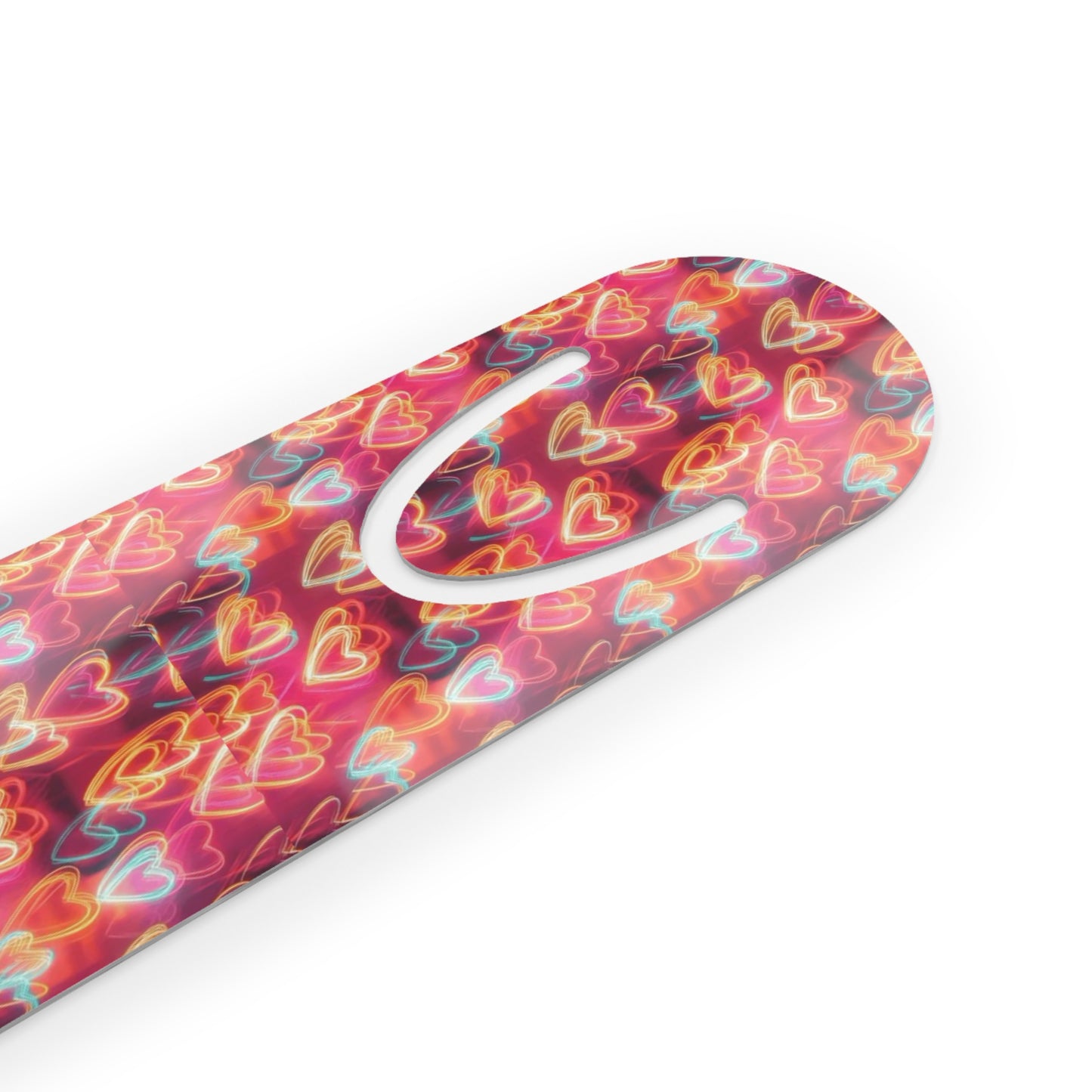 Heart Pattern Metal Bookmark — Colorful Neon Hearts Reading Accessory