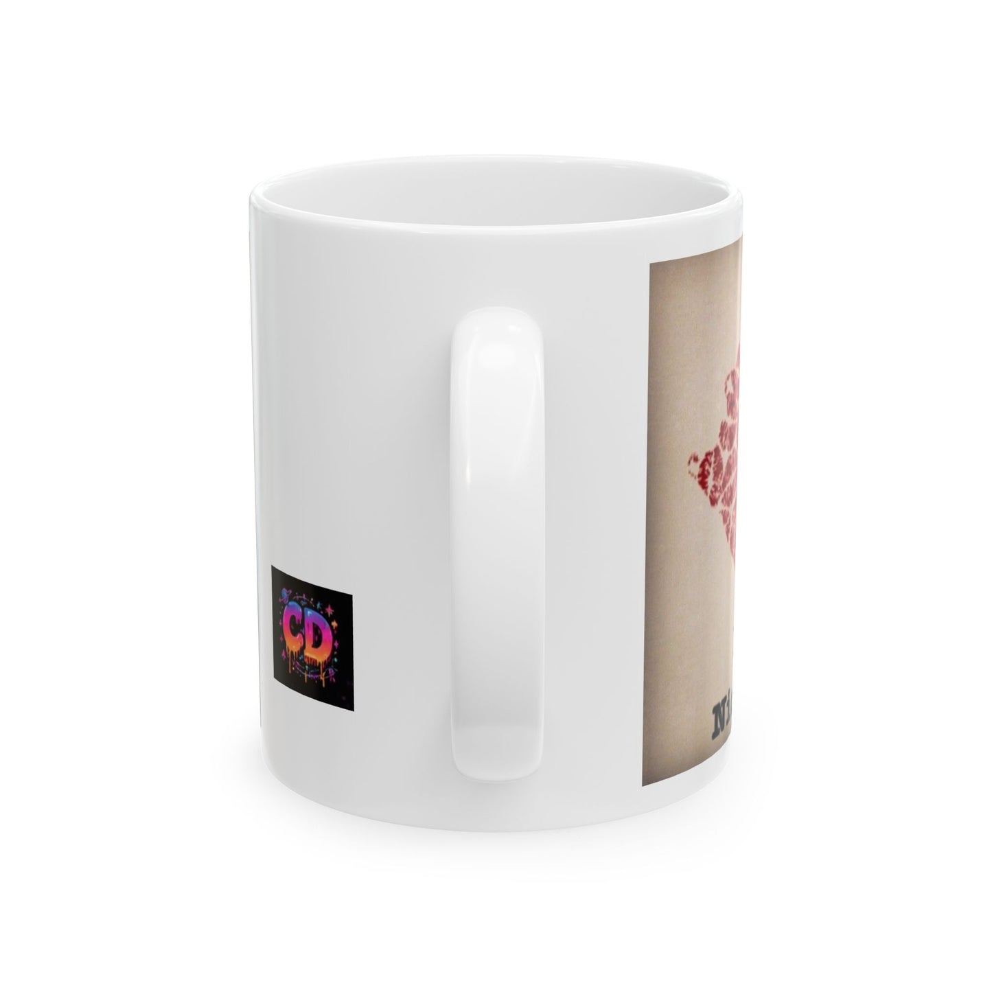 I Love Nicaragua Ceramic Mug — Red Lipprint Map Design (11oz)
