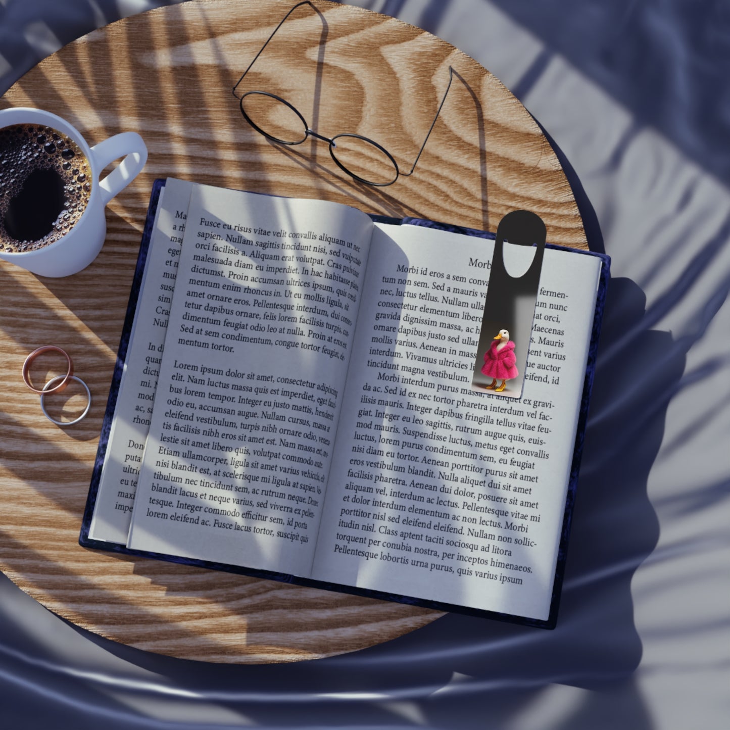 Stylish Duck Metal Bookmark — Quirky Pink Coat Reading Marker