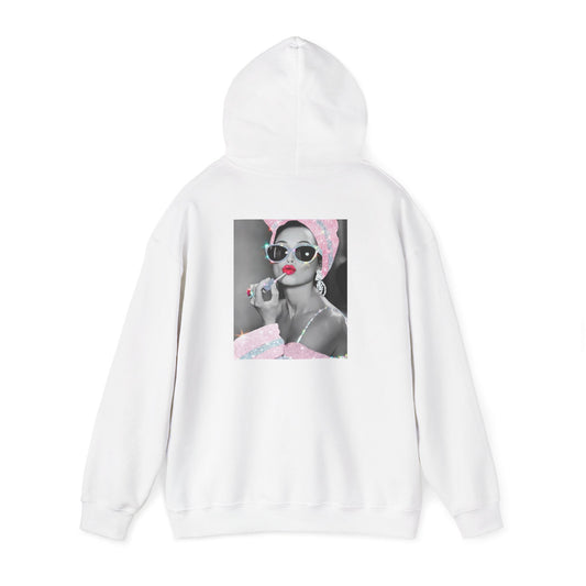 Retro Glam Hoodie — Pink Turban Pin-Up Photo