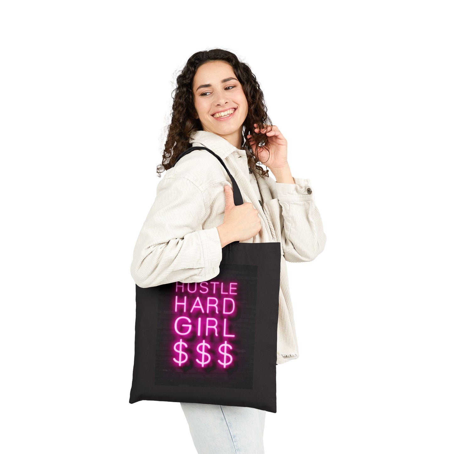 Hustle Hard Girl Neon Canvas Tote