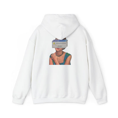 Vintage Portrait Hoodie with Retro Error Window Graphic