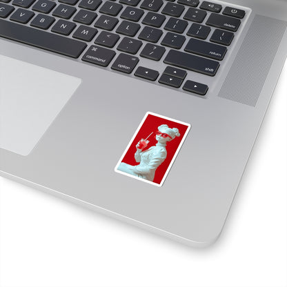 Statue Girl Red Aesthetic Sticker — Retro Pop Art Kiss-Cut Decal