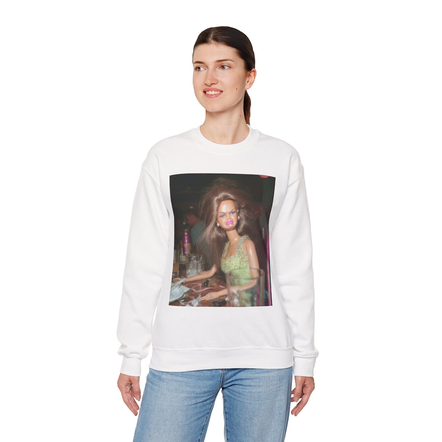 Crewneck Sweatshirt — Vintage Blurry Doll Photo Print