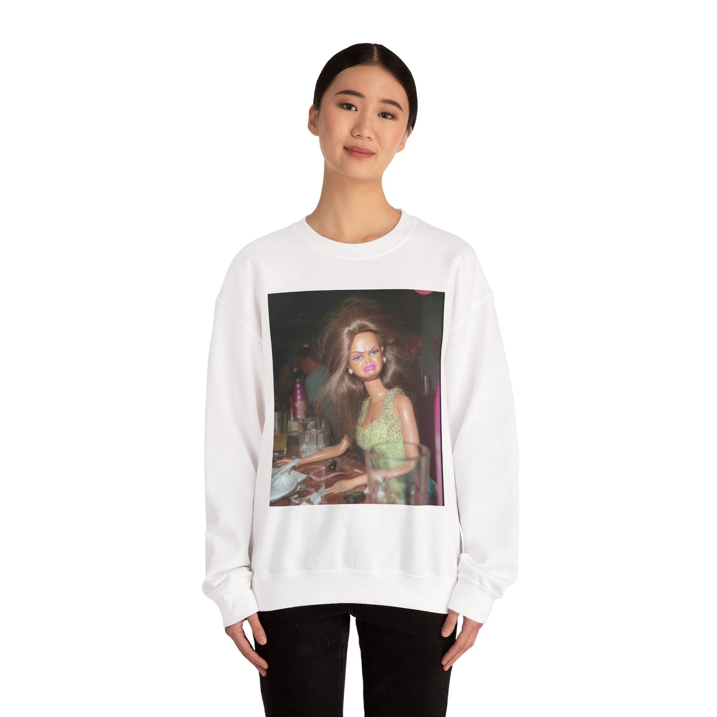 Crewneck Sweatshirt — Vintage Blurry Doll Photo Print