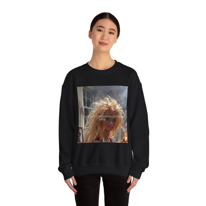 Barbie on Fire Graphic Sweatshirt – Retro Doll Photo Pullover with Text