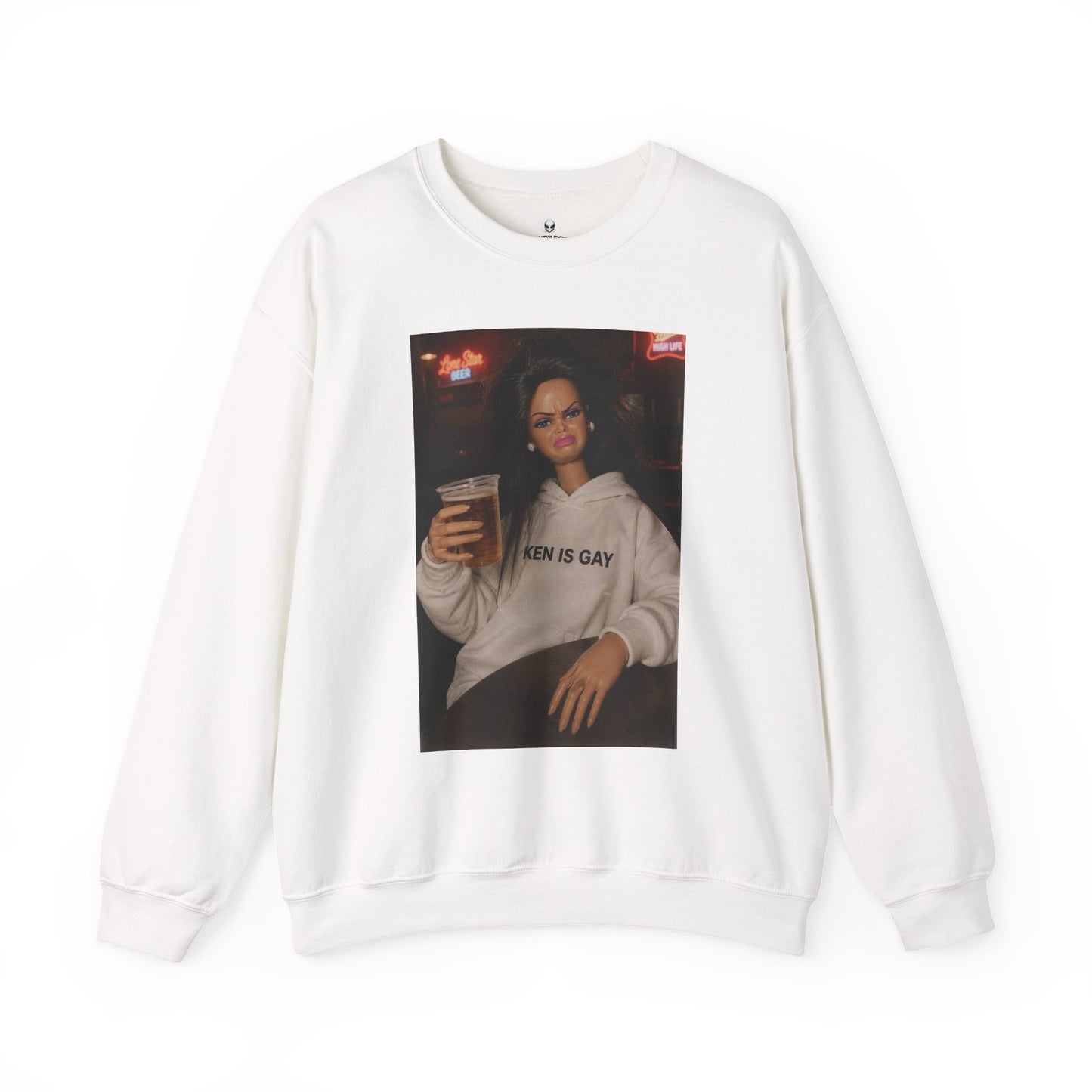 Crewneck Sweatshirt — Photo Print "Ken Is Gay" Retro Bar Vibe