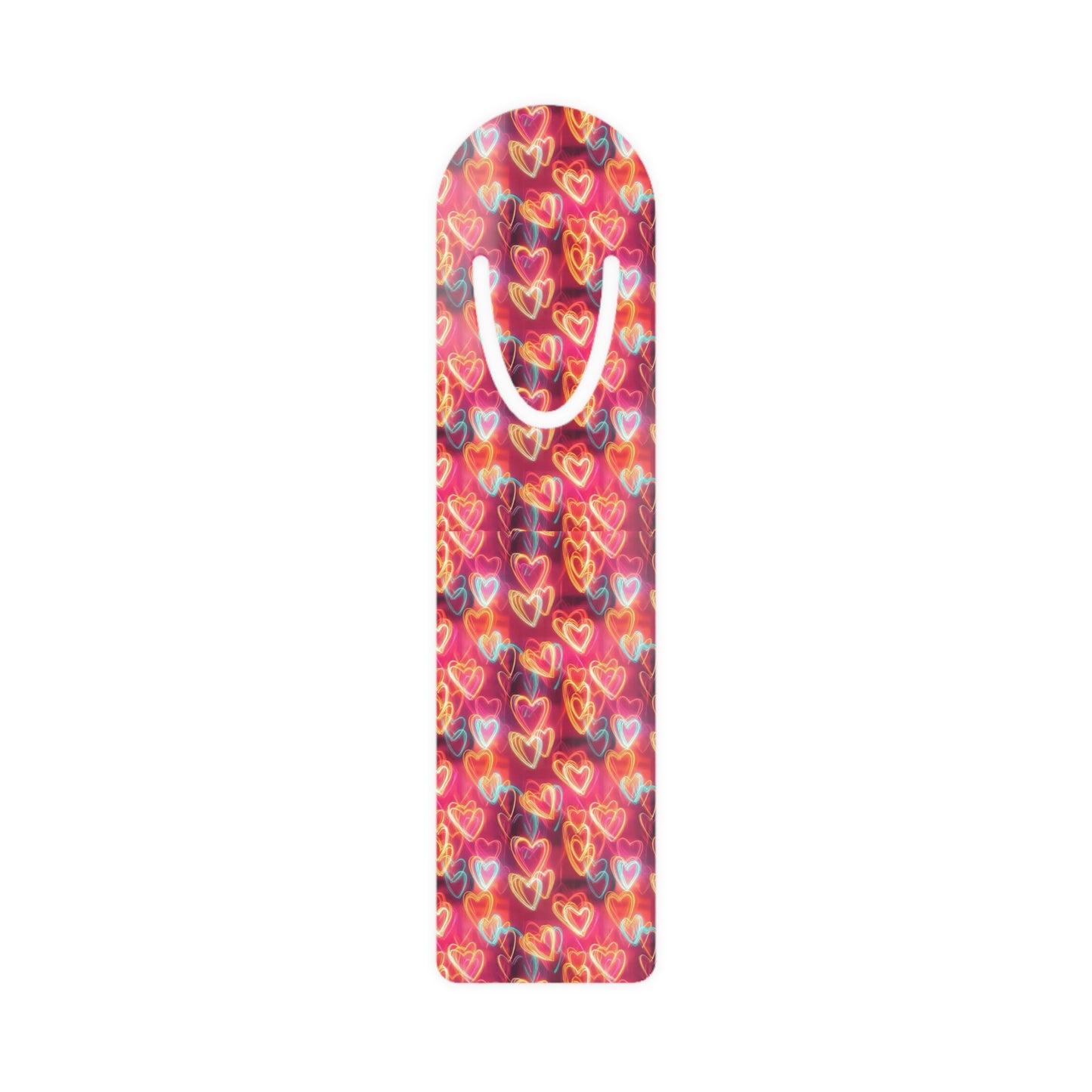 Heart Pattern Metal Bookmark — Colorful Neon Hearts Reading Accessory