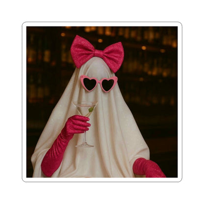 Pink Bow Ghost Sticker