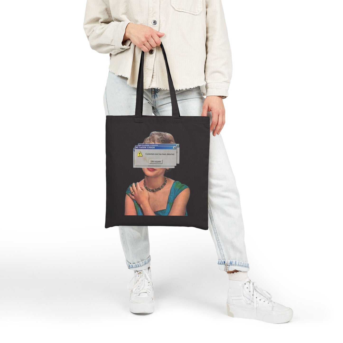 Vintage Portrait Tote — Retro Error Window Canvas Bag