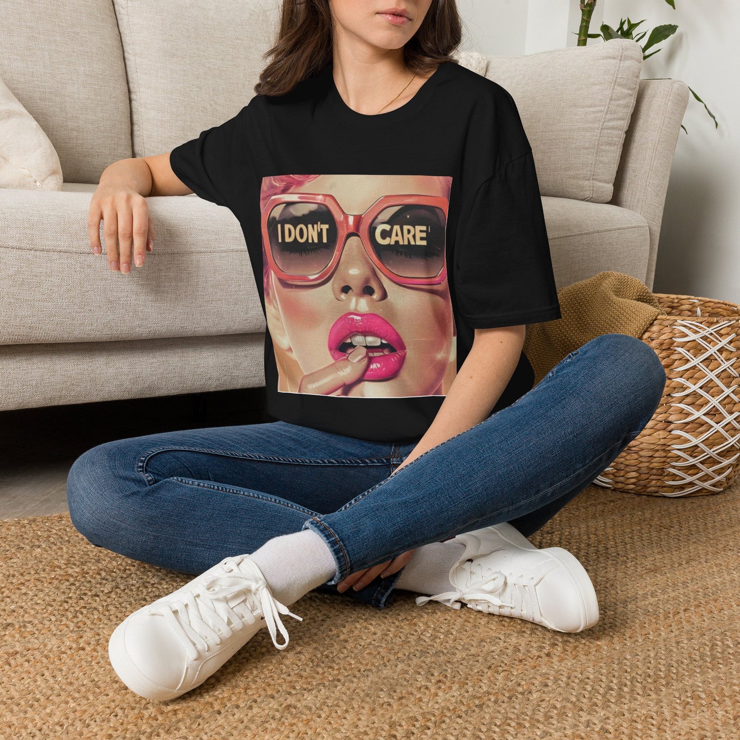 I Don't Care Sunglasses Pop Art T-Shirt