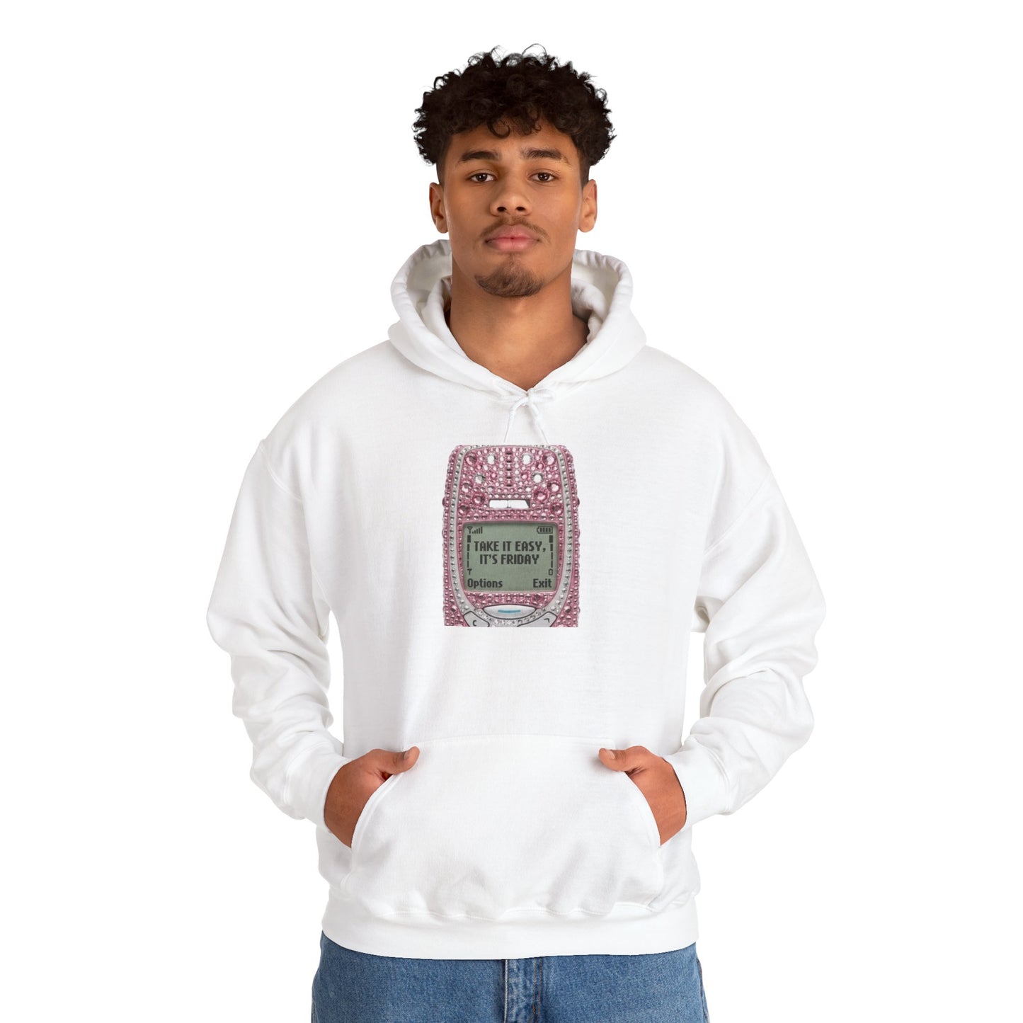 Hoodie — Pink Glitter Game Console ‘Take it easy, Its Friday’ Graphic Hoodie