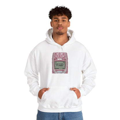 Hoodie — Pink Glitter Game Console ‘Take it easy, Its Friday’ Graphic Hoodie