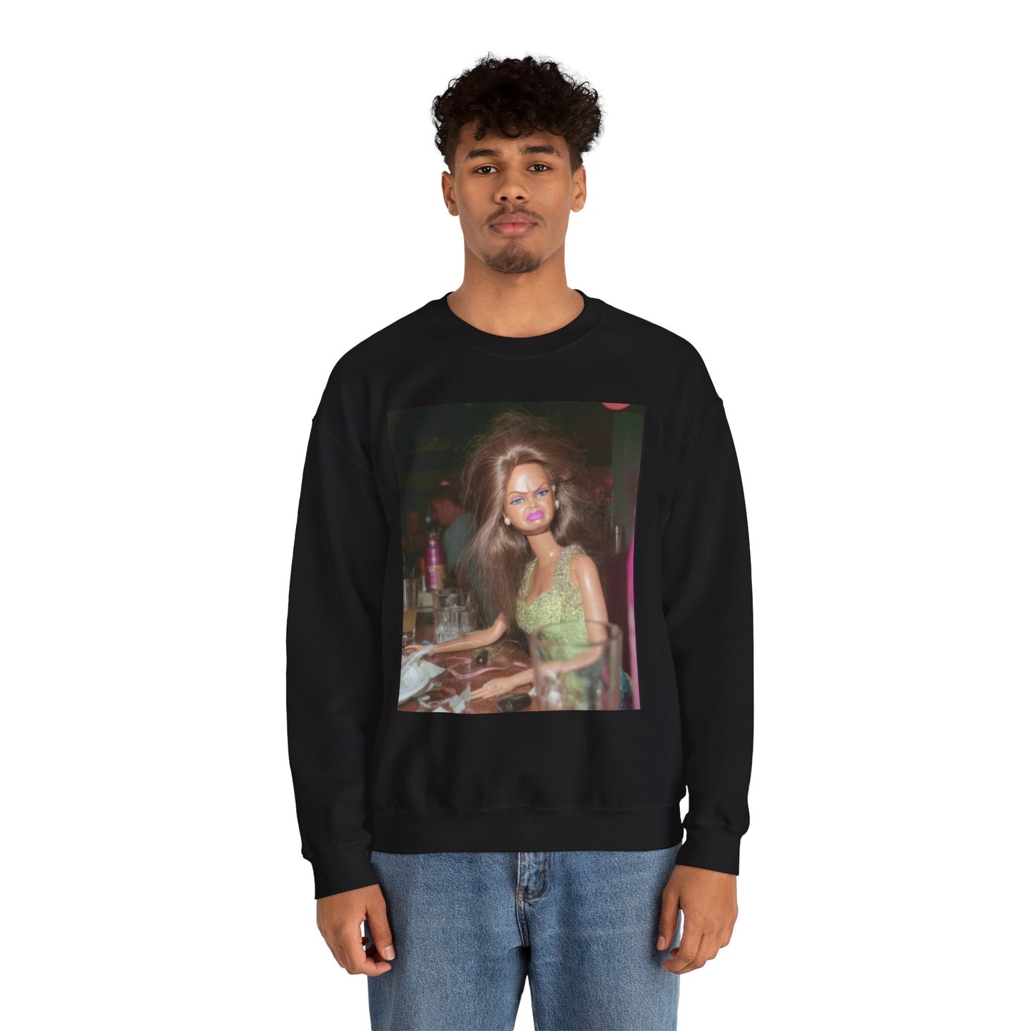 Crewneck Sweatshirt — Vintage Blurry Doll Photo Print