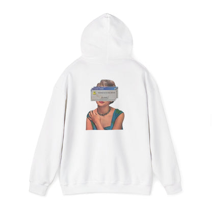 Vintage Portrait Hoodie with Retro Error Window Graphic