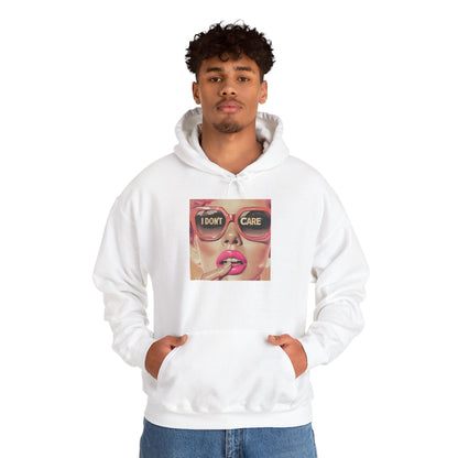 I Don't Care Pop Art Hoodie — Retro Glam Sunglasses Graphic