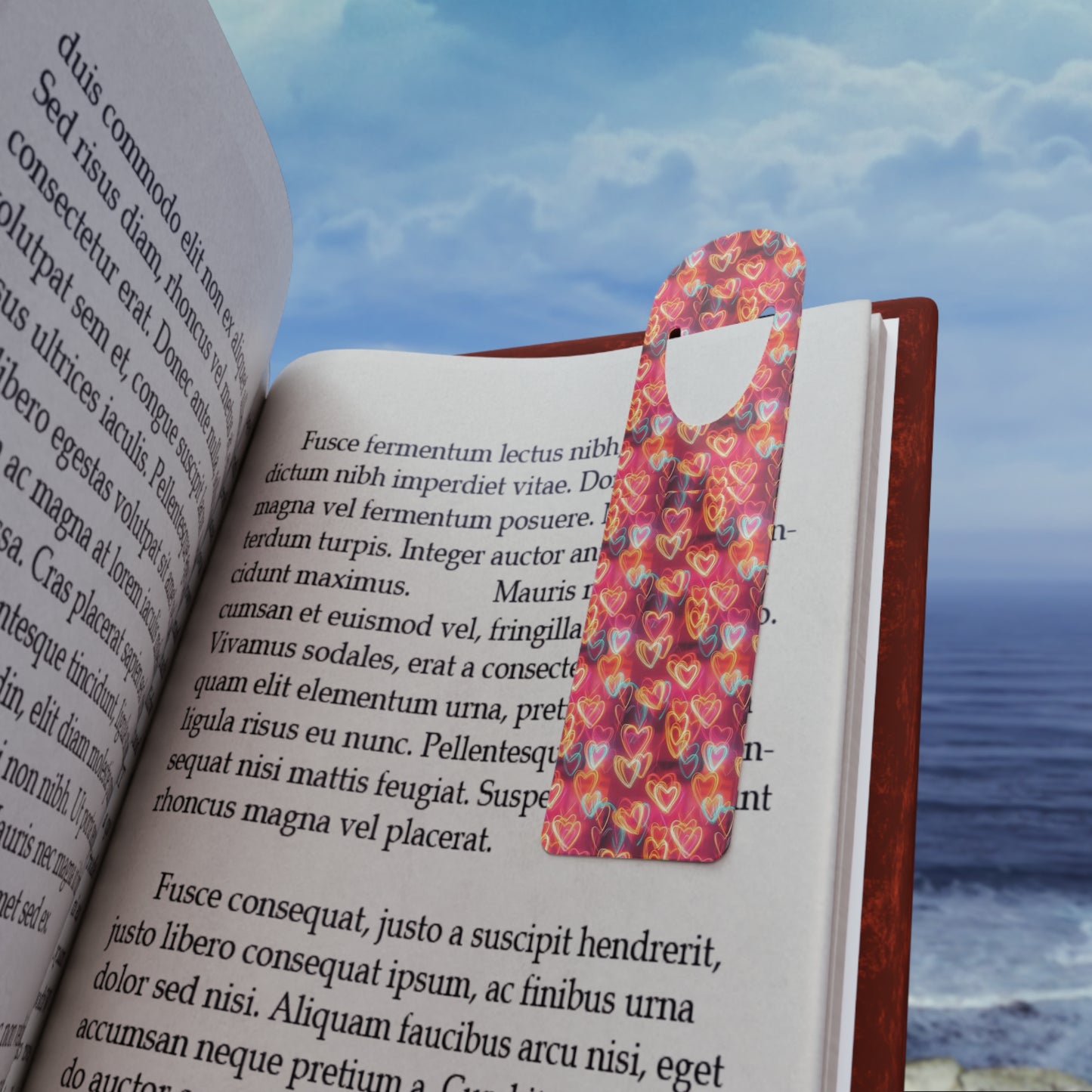 Heart Pattern Metal Bookmark — Colorful Neon Hearts Reading Accessory