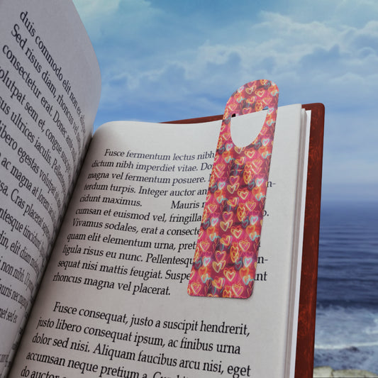 Heart Pattern Metal Bookmark — Colorful Neon Hearts Reading Accessory