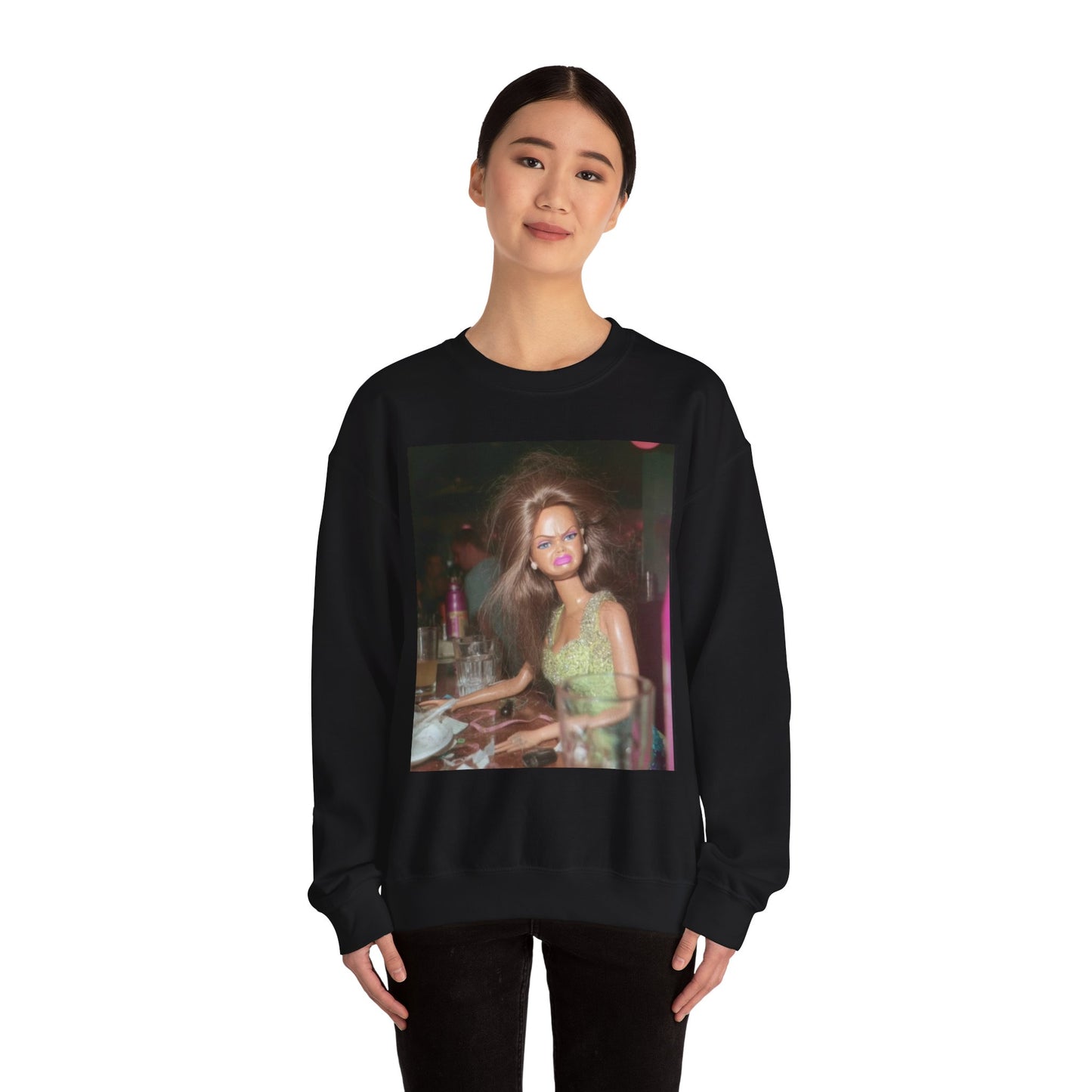Crewneck Sweatshirt — Vintage Blurry Doll Photo Print