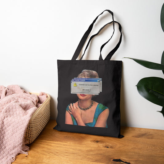 Vintage Portrait Tote — Retro Error Window Canvas Bag
