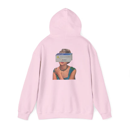 Vintage Portrait Hoodie with Retro Error Window Graphic