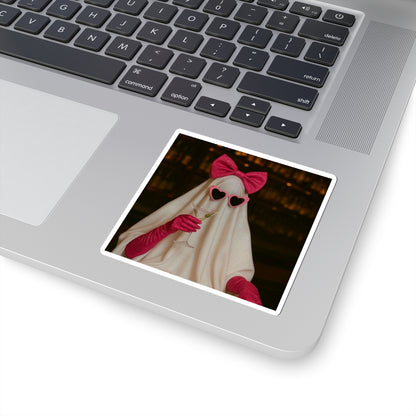 Pink Bow Ghost Sticker