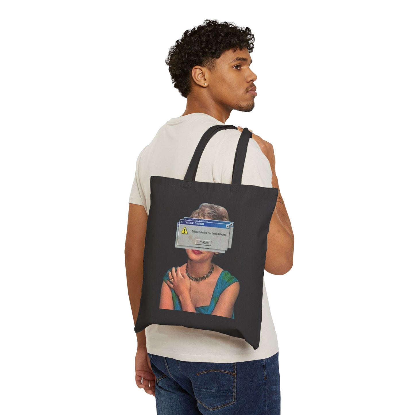 Vintage Portrait Tote — Retro Error Window Canvas Bag