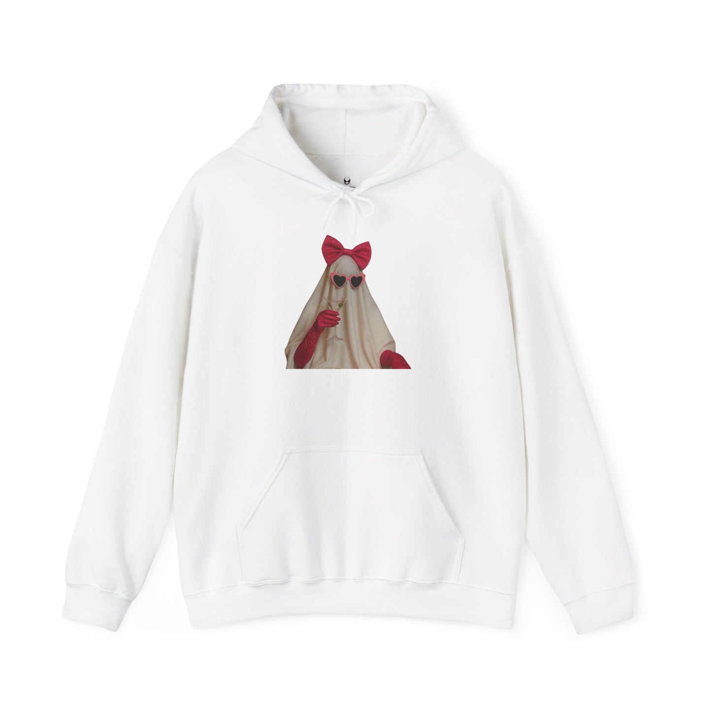 Ghost Girl Hoodie — Cute Pink Bow Spirit Graphic Pullover