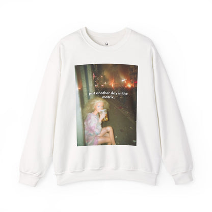 Crewneck Sweatshirt — "Just Another Day in the Matrix" Vintage Photo Graphic