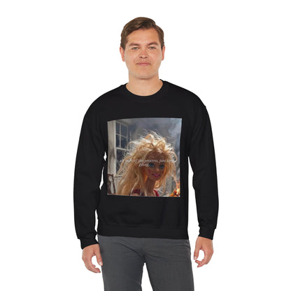 Barbie on Fire Graphic Sweatshirt – Retro Doll Photo Pullover with Text
