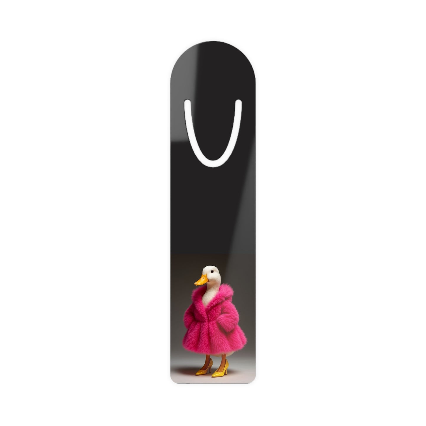 Stylish Duck Metal Bookmark — Quirky Pink Coat Reading Marker