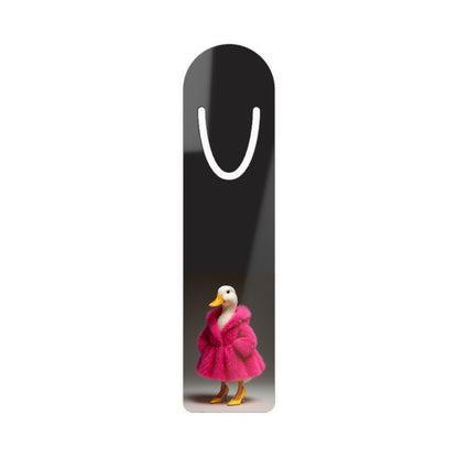 Stylish Duck Metal Bookmark — Quirky Pink Coat Reading Marker