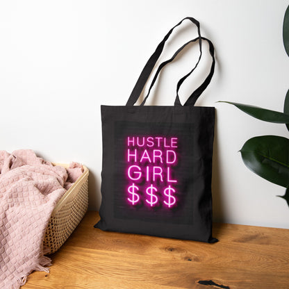 Hustle Hard Girl Neon Canvas Tote
