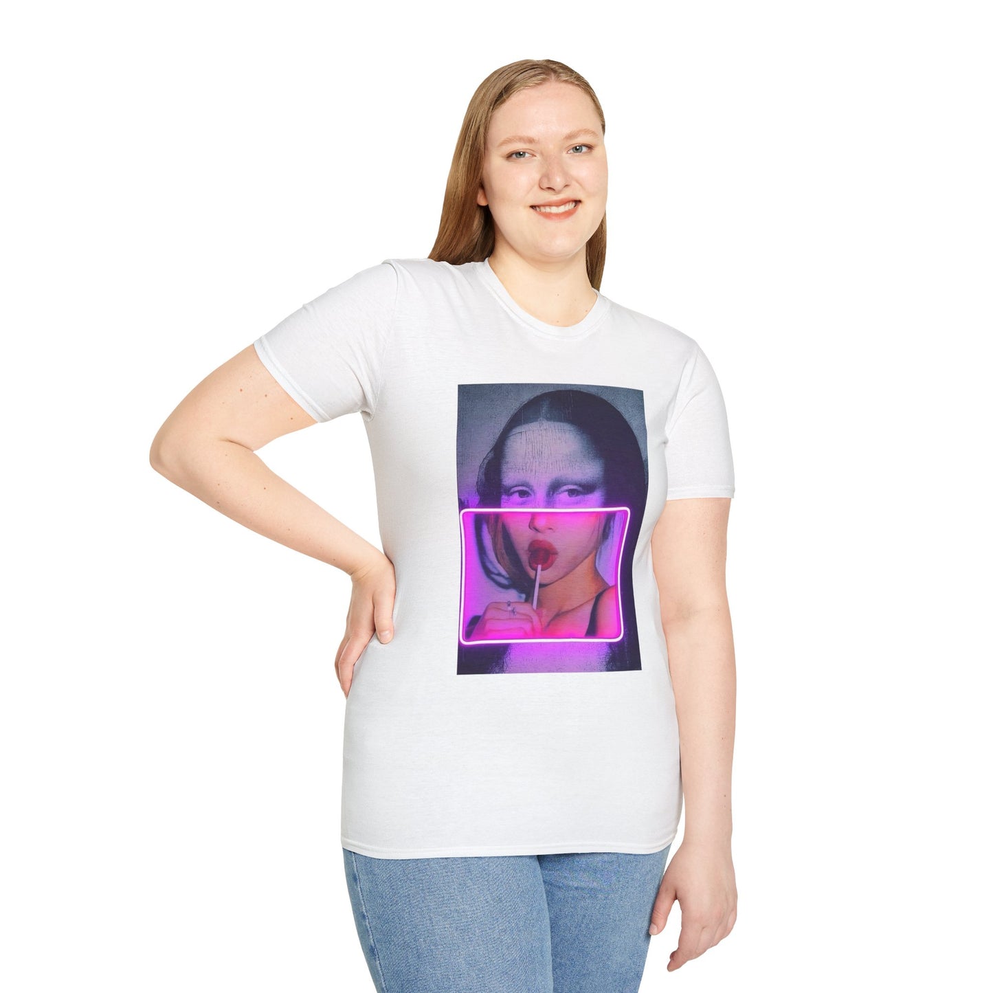 Mona Lisa Neon Pop T-Shirt — Retro Aesthetic Art Shirt