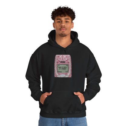 Hoodie — Pink Glitter Game Console ‘Take it easy, Its Friday’ Graphic Hoodie
