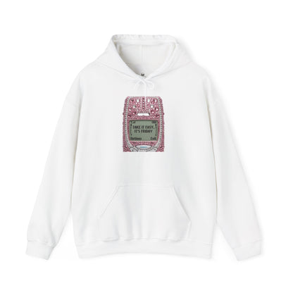 Hoodie — Pink Glitter Game Console ‘Take it easy, Its Friday’ Graphic Hoodie