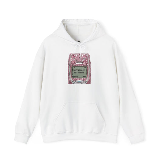 Hoodie — Pink Glitter Game Console ‘Take it easy, Its Friday’ Graphic Hoodie