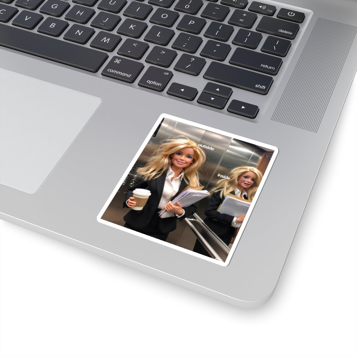 'Outside/Inside' Kiss-Cut Sticker — Funny Workday