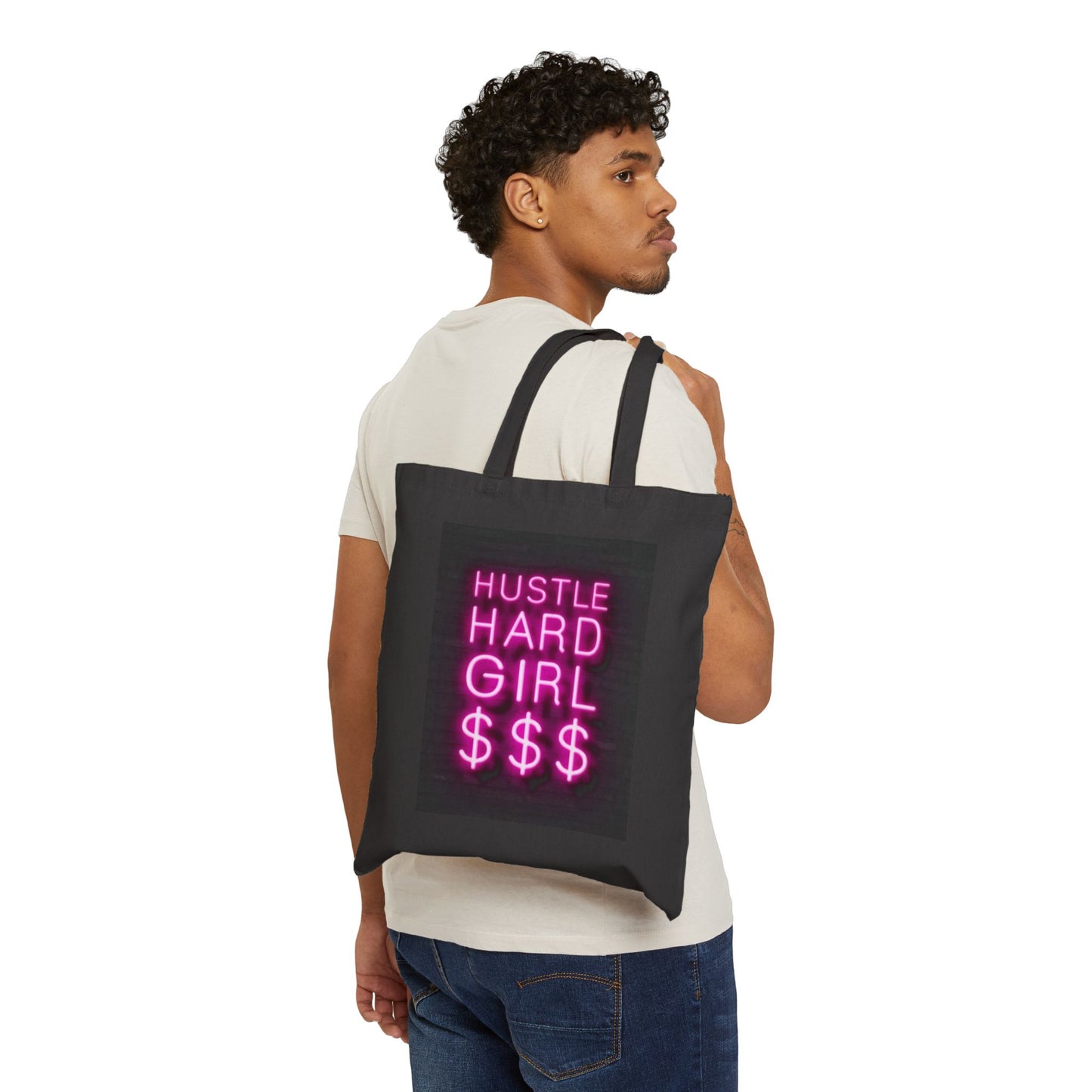 Hustle Hard Girl Neon Canvas Tote
