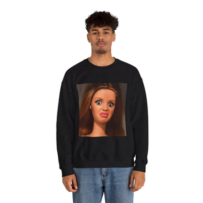 Crewneck Sweatshirt — Funny Barbie Face Graphic Pullover