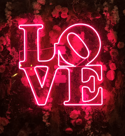 Neon LOVE Kiss-Cut Sticker – Pink Vintage Floral Laptop Decal