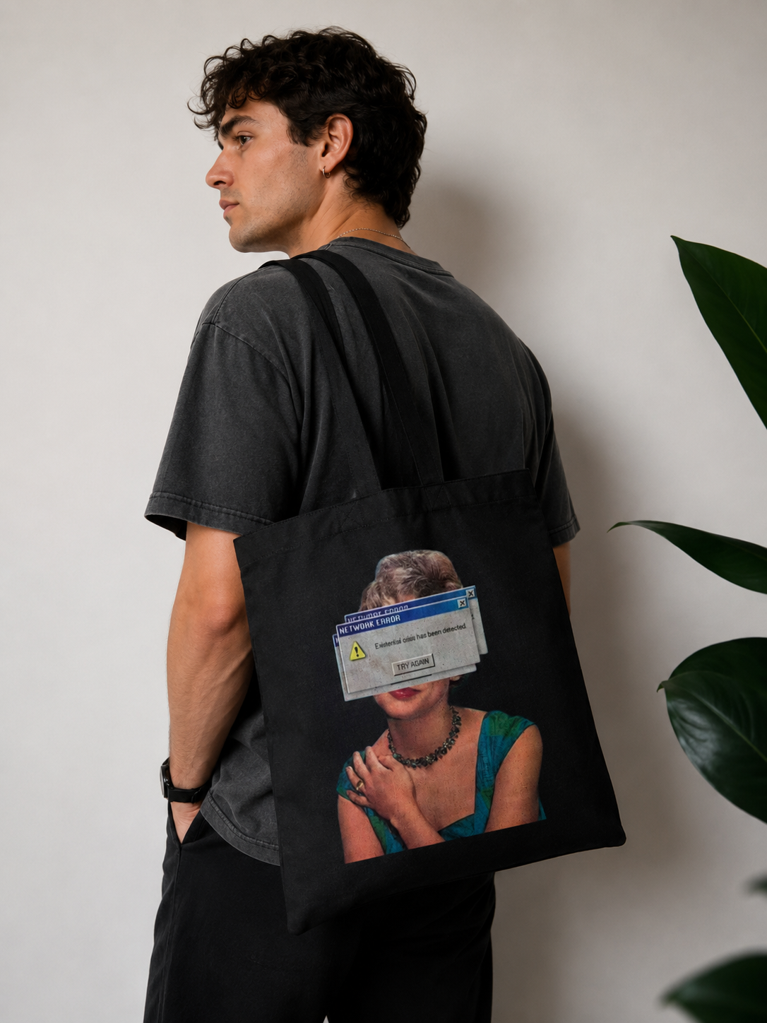 Vintage Portrait Tote — Retro Error Window Canvas Bag