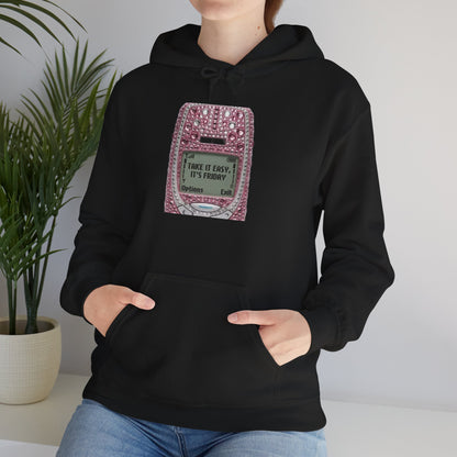 Hoodie — Pink Glitter Game Console ‘Take it easy, Its Friday’ Graphic Hoodie