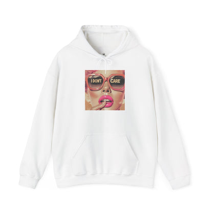 I Don't Care Pop Art Hoodie — Retro Glam Sunglasses Graphic