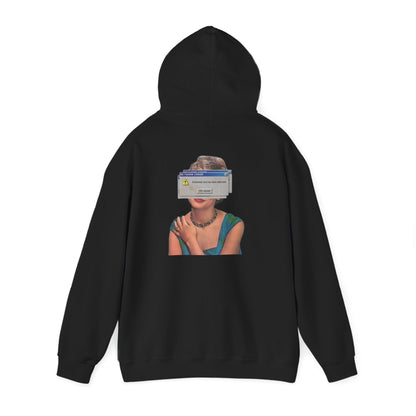 Vintage Portrait Hoodie with Retro Error Window Graphic