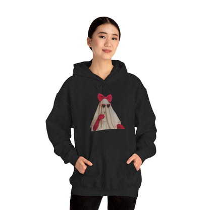Ghost Girl Hoodie — Cute Pink Bow Spirit Graphic Pullover
