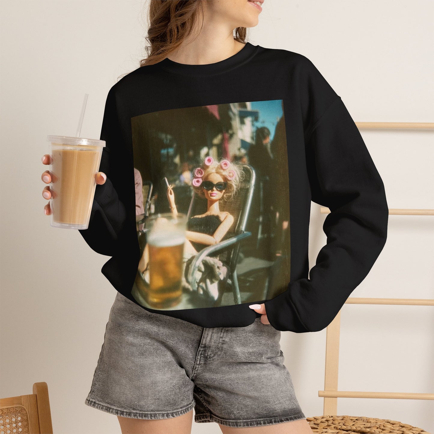 Photography Print Sweatshirt — Vintage Café Scene Crewneck