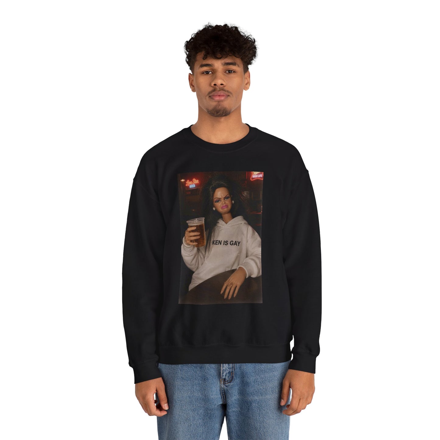 Crewneck Sweatshirt — Photo Print "Ken Is Gay" Retro Bar Vibe