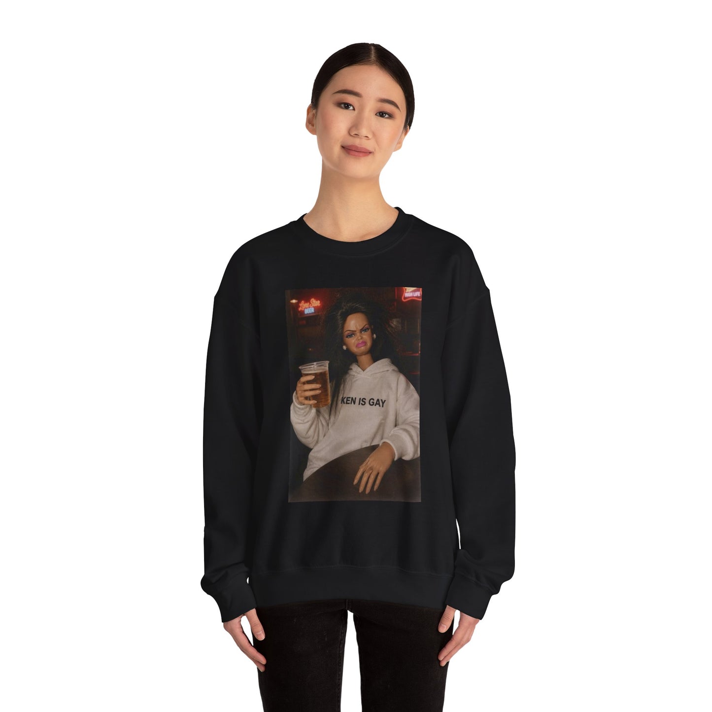 Crewneck Sweatshirt — Photo Print "Ken Is Gay" Retro Bar Vibe