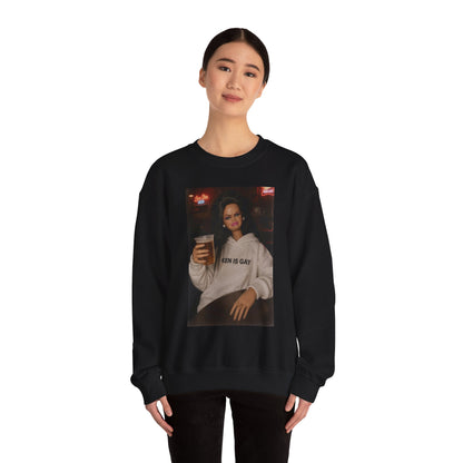 Crewneck Sweatshirt — Photo Print "Ken Is Gay" Retro Bar Vibe